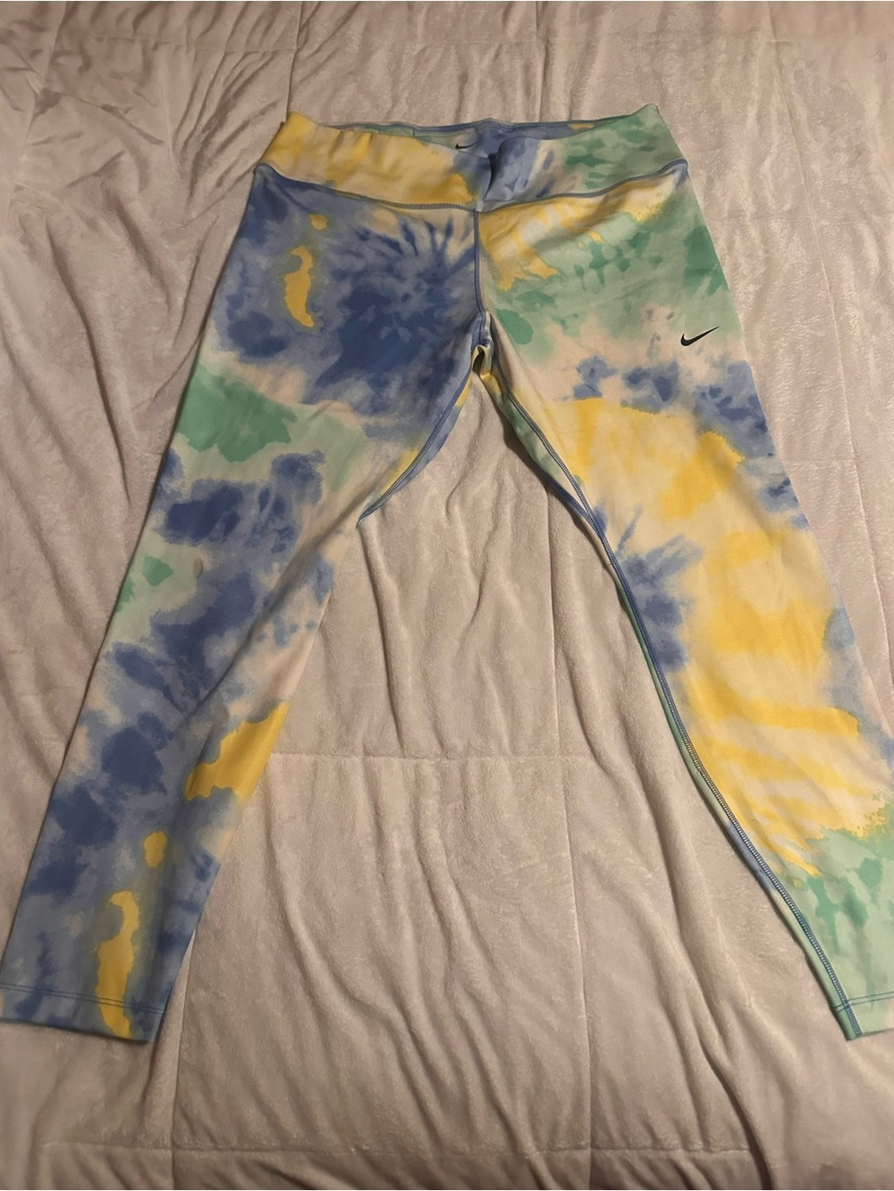 Nike Kids Tie-Dye Leggings in Blue, Yellow & Green